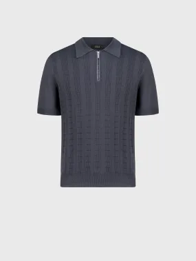 Zipped Polo Shirt with Crocodile Details